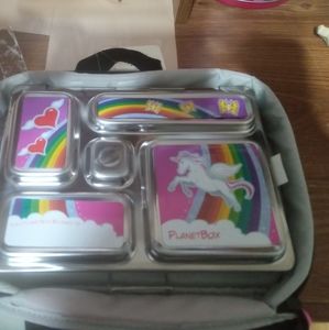 PlanetBox Metal Rover Lunch Box Unicorn Hearts Rainbows Butterflies Bento